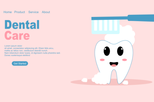 Cartoon dental care landing page template