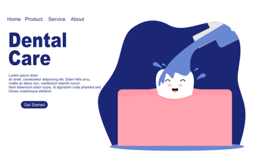 Cartoon dental care landing page template