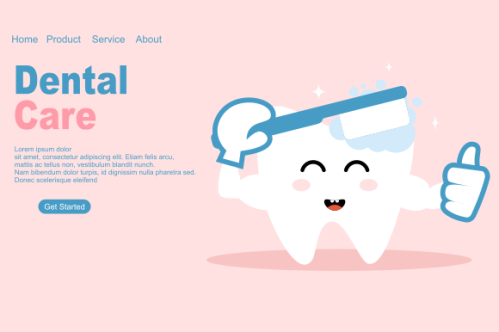 Cartoon dental care landing page template
