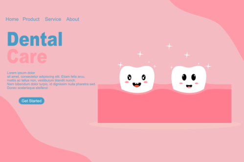 Cartoon dental care landing page template