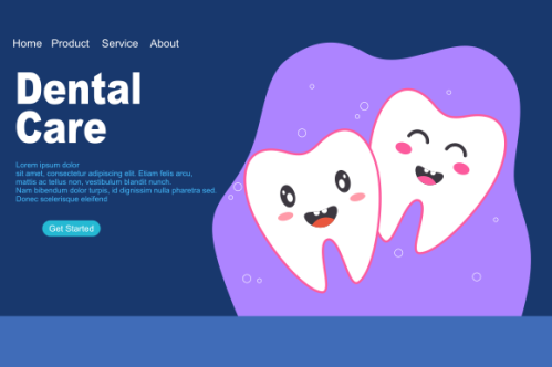Cartoon dental care landing page template