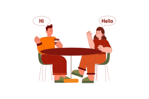 Illustration with young people talking