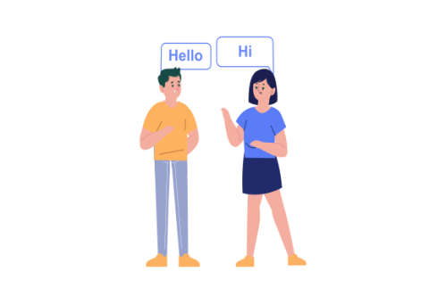 Illustration with young people talking