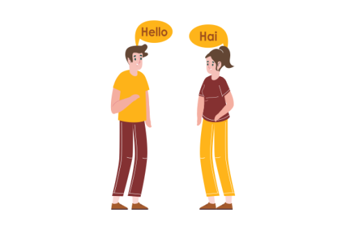 Illustration with young people talking