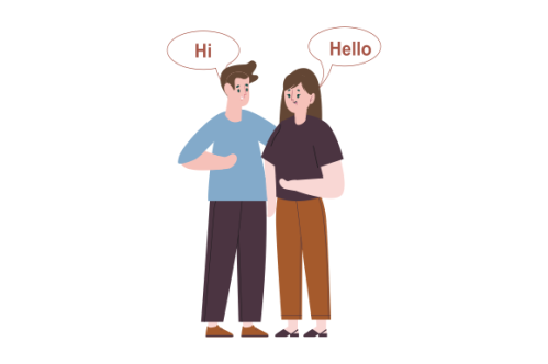 Illustration with young people talking