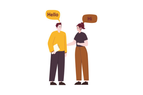Illustration with young people talking