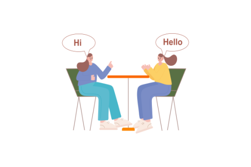 Illustration with young people talking