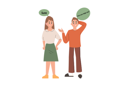 Illustration with young people talking