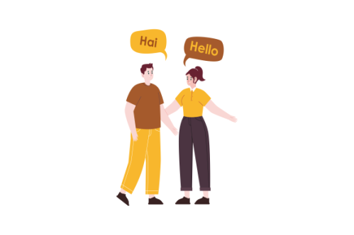 Illustration with young people talking