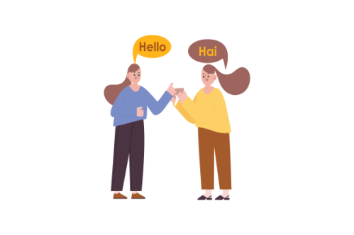 Illustration with young people talking