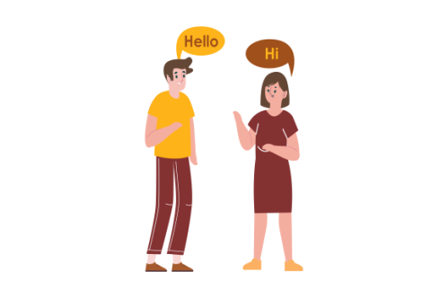 Illustration with young people talking