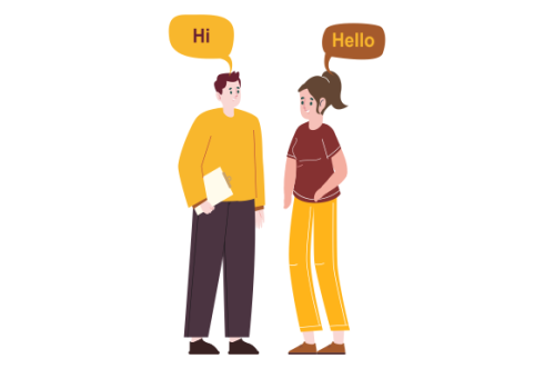 Illustration with young people talking